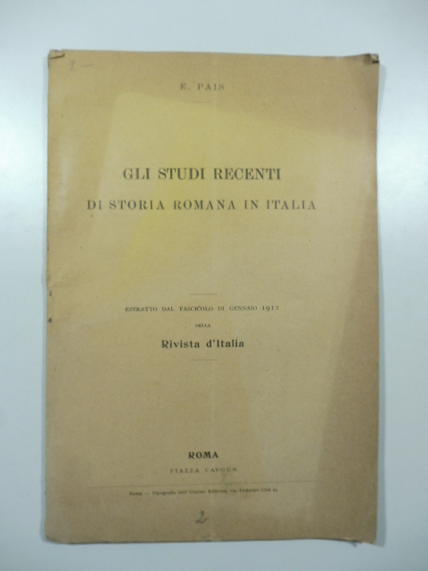 Gli studi recenti di storia romana in Italia